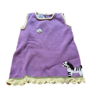 Zackali 4 Kids Knit Dress Toddler Purple Good Zebra Butterfly Ruffle SIZE 24MO